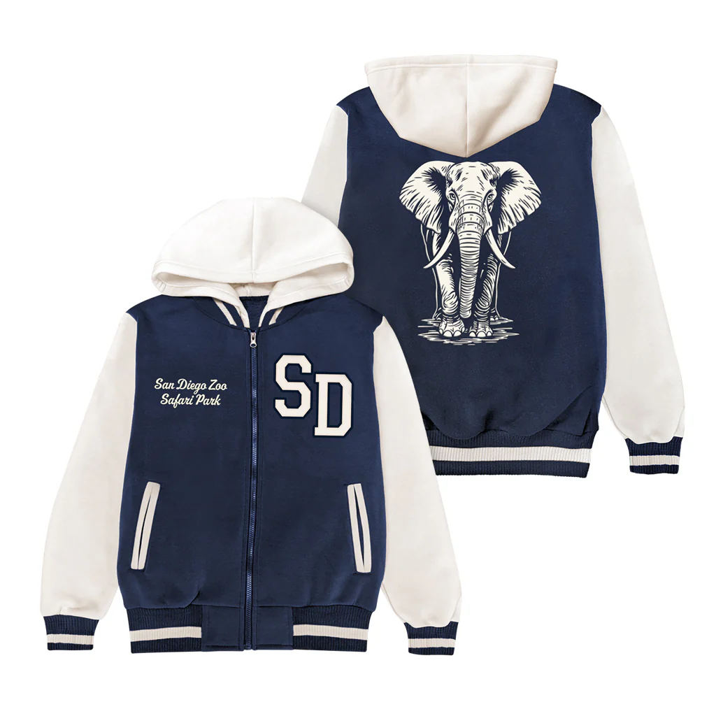 African Elephant Kids Varsity Jacket