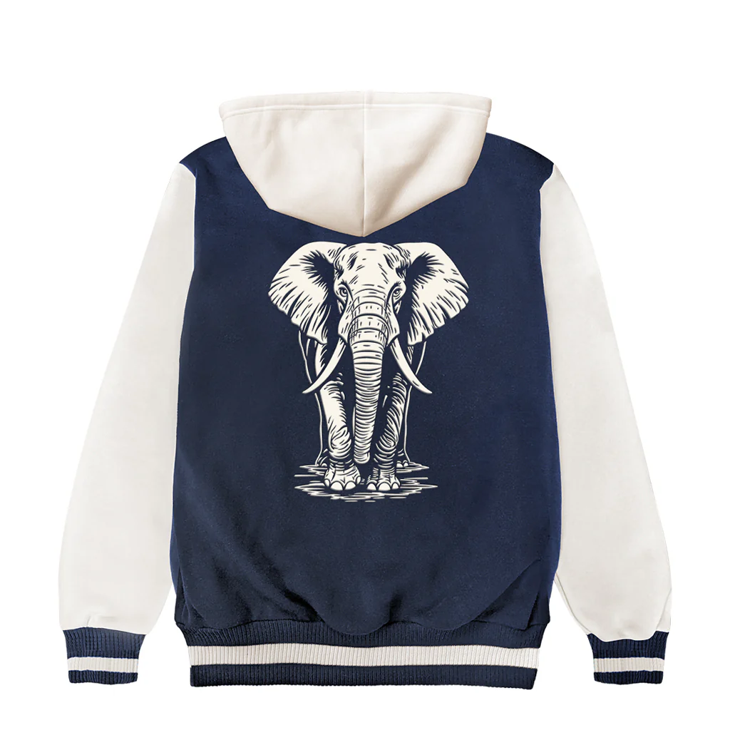 African Elephant Kids Varsity Jacket - Image 3