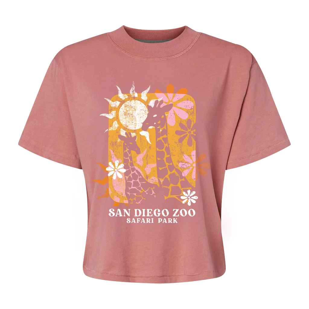 Bouquet Giraffe Cropped Ladies Tee