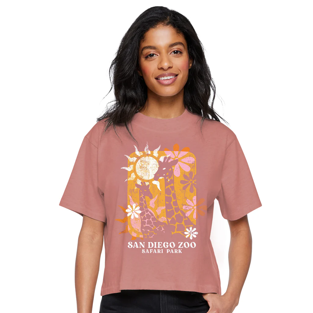 Bouquet Giraffe Cropped Ladies Tee - Image 2