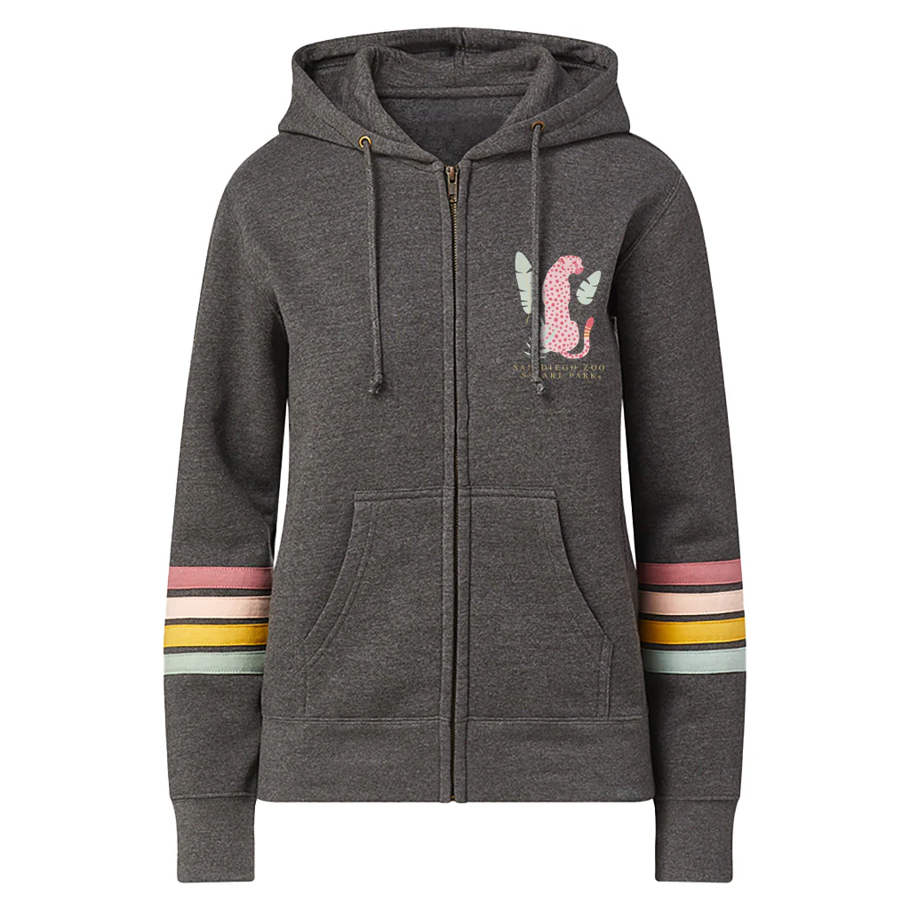 Cheetah Ladies Zip-Up Hooded Sweatshirt - Image 3