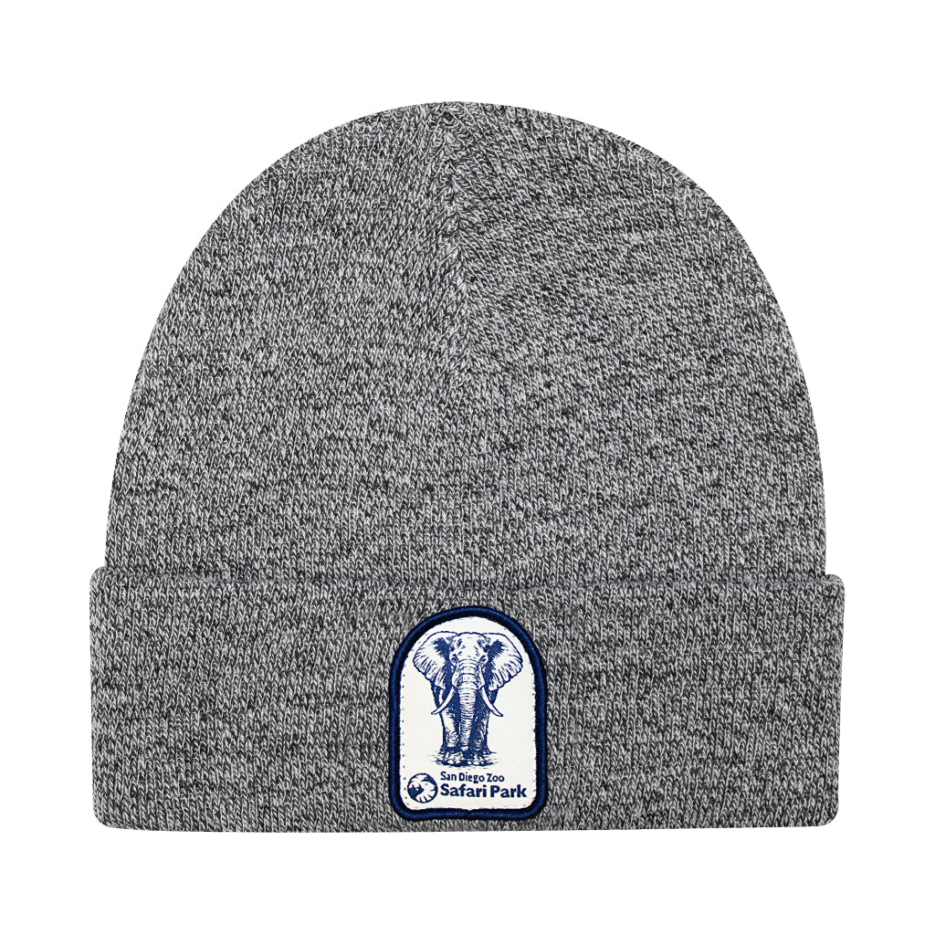 Etched Elephant Patch Knit Beanie