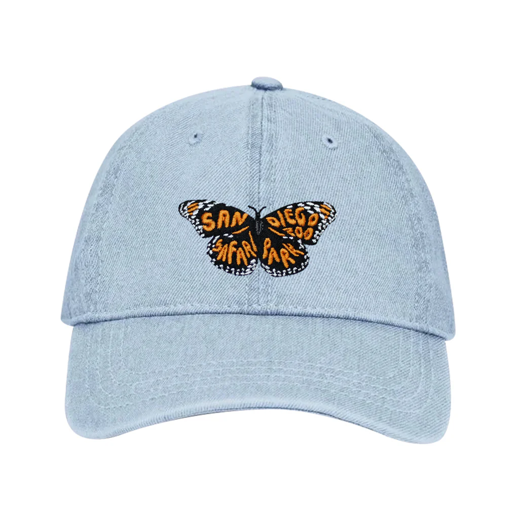 Monarch Butterfly Denim Baseball Cap