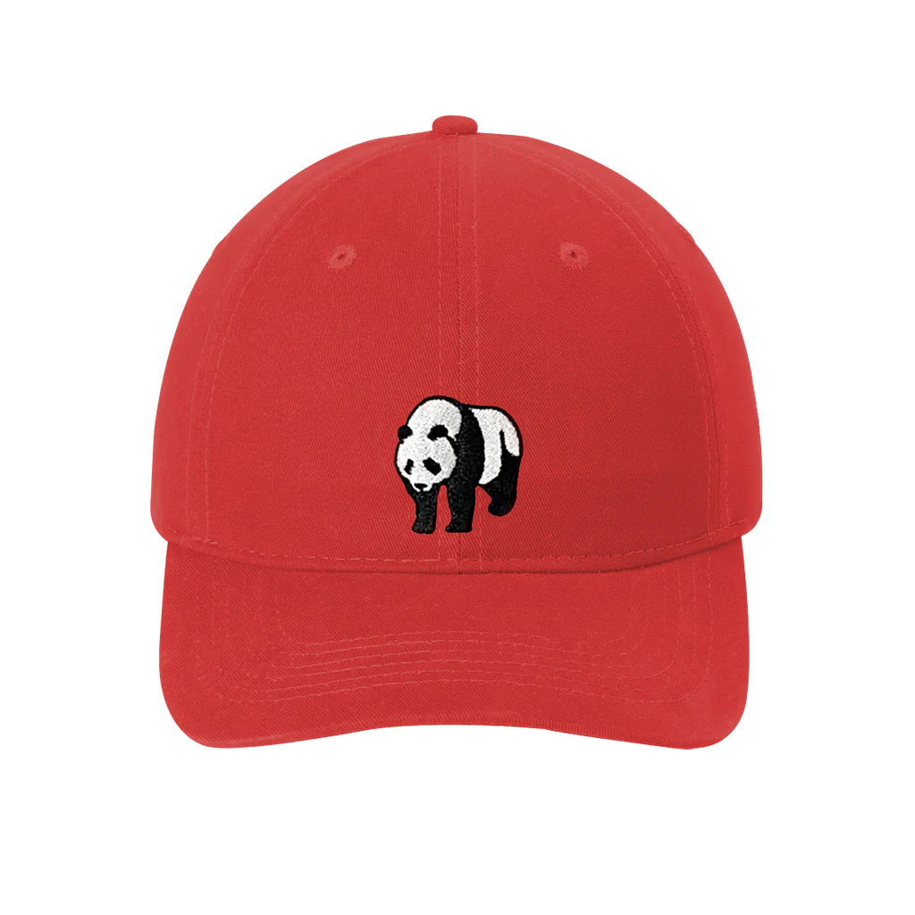 Panda Icon Kids Baseball Cap - Red