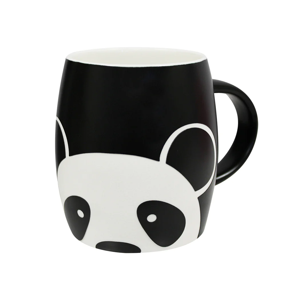 Peeking Panda Matte Black Etched Mug