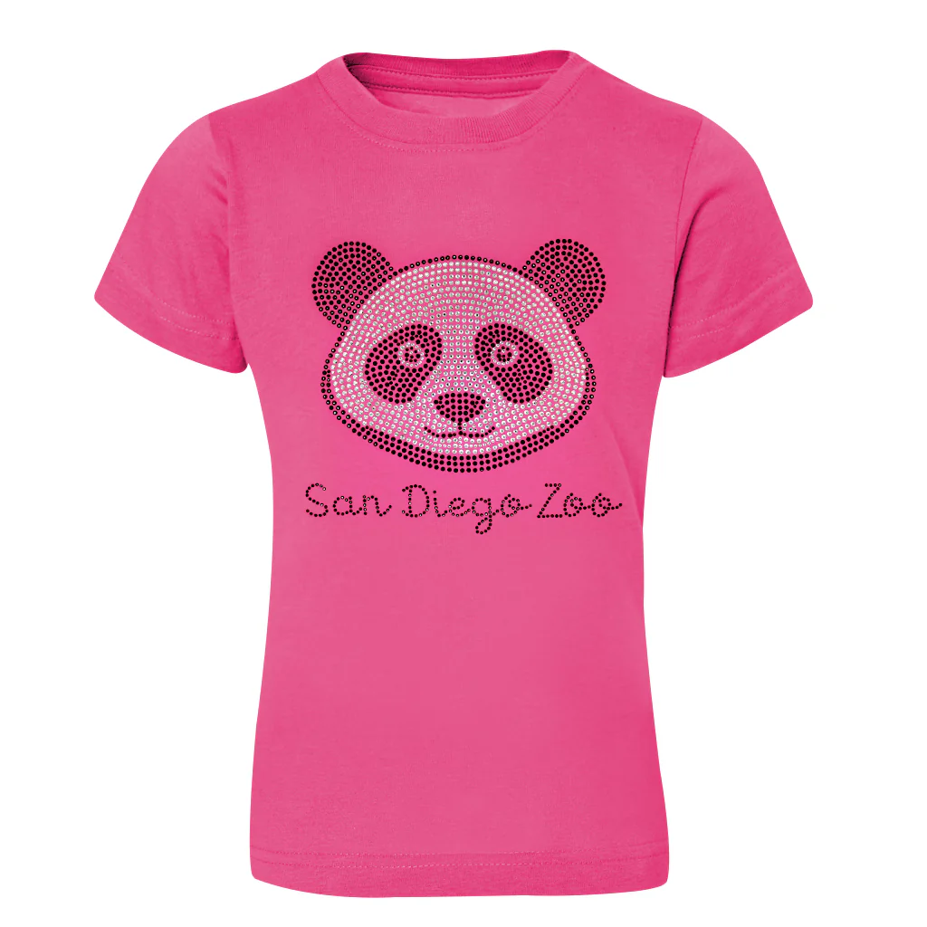 Rhinestone Panda Face Girls Tee
