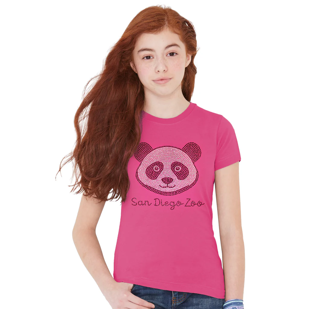 Rhinestone Panda Face Girls Tee - Image 3