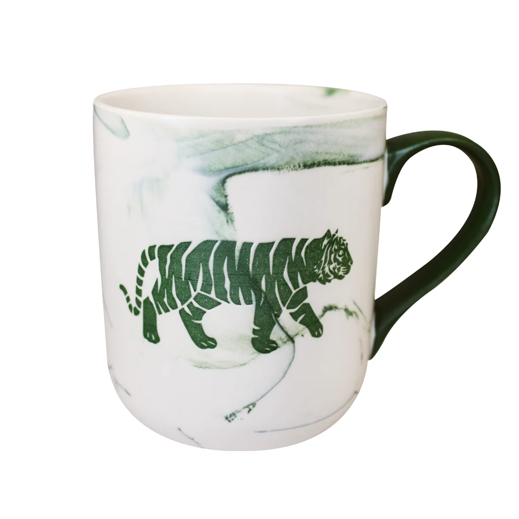 Walking Tiger Mug - Green Marble